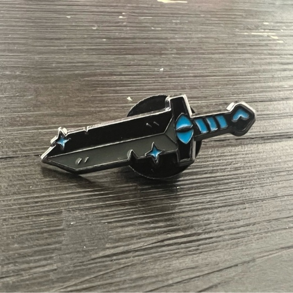 Sword Enamel Pin with Blue Accents